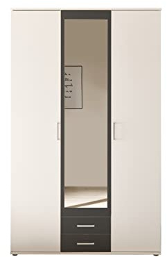 AVANTI TRENDSTORE Hanu - Armadio in legno laminato composto da 2 ante a battente, 1 anta a battente specchiata e 2 cassetti, disponibile in tre colori. Dimensioni LxAxP 120x196,3x53,5 cm