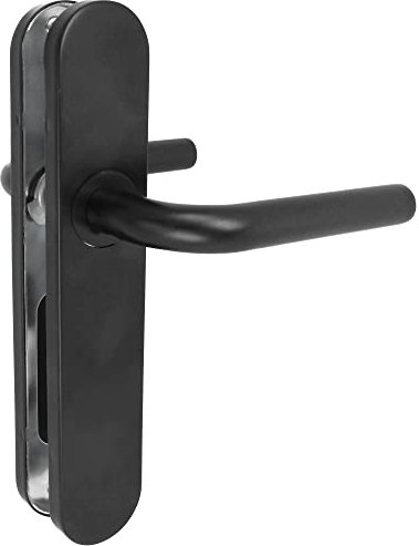 Amig - Ensemble de Poignées avec Plaque en Polypropylène pour Portes | 245 x 45 mm | Carré de 8 mm | Design Simple Idéal pour votre Maison ou Bureau | Acier et Polypropylène Noir