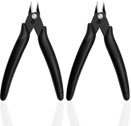 2 pinze diagonali nere, strumenti per la creazione di bobine, pinze spelafili antiscivolo, mini pinze laterali, taglierina a filo, accessori fai da te (133 x 75 mm)