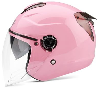 LIONCIANO Helm Für Erwachsene Mit Doppelvisier, 7-Absätze-Sicherheitsschnalle, Abs-Schale Kombiniert Mit Eps-Pufferschicht Für Besseren Fahrschutz(Rosa, 56-60CM)