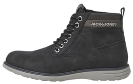 JACK & JONES Jfwdenver herr kombo boot PU snörstövletter, Antracit detaljlogotyp, 43 EU