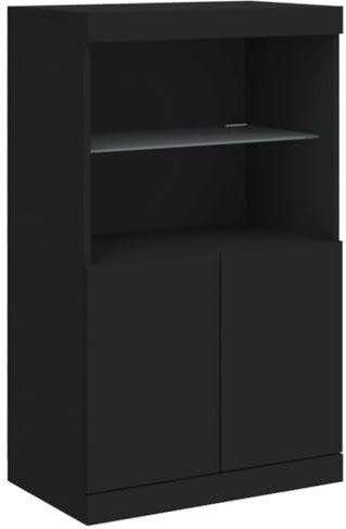 vidaXL Sideboard, Kommode mit viel Stauraum, Highboard Schrank mit LED-Leuchten, Anrichte Beistellschrank Standschrank, Modern, Schwarz