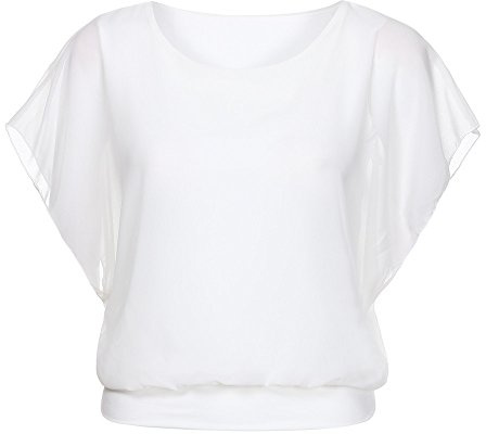 Chemise Femme Chiffon Blouse Femme Chic Et élégant Chemisier en Mousseline De Soie Femme Grande Taille T Shirt Manche Chauve Souris Femme Ete Mode Pas Cher Fashion Casual Top Haut (Blanc, 3XL)