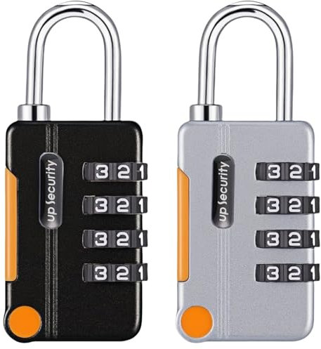 Lot de 2 cadenas à combinaison à 4 chiffres, cadenas de sécurité d'extérieur étanche pour clôture, portail de cour, cadenas à combinaison réinitialisable pour casiers de voyage, valise, salle de sport