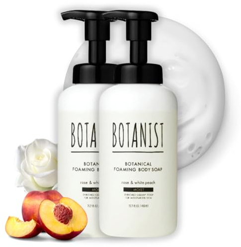 Botanist Foaming Body Wash for Women & Baby, Moisturizing Body Wash for Sensitive Skin with Shea Butter, Almond Oil, Cocoa Butter Made in Japan, Sulfate & Paraben Free 30.4 Fl Oz Rose& White Peach