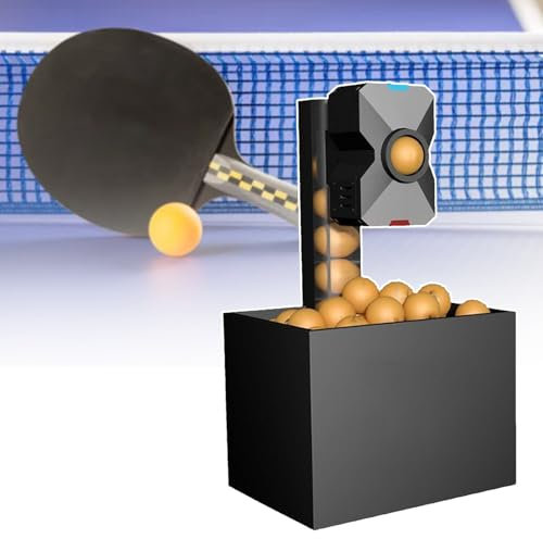 TBANVOO MáQuina Robot De Ping Pong, Lanzador De Pelotas De Tenis De Ping Pong De 4 A 40 M/S con Control Remoto, Puede Contener Aproximadamente 100 Pelotas, PráCtica De Penaltis,SETB-220V
