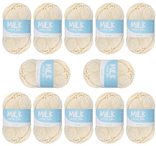 ilauke 12 Pack Super Soft Double Knitting Yarn, 50 g Acrylic Crochet Yarn Kit, Durable Balls of Chunky Yarn for Crochet, Crochet Yarn for Knitting Ideal for Crochet and Crafts,1200M