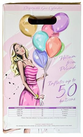 PIRO89 Bombola di elio 0,40 m3 per 50 palloncini in lattice, perfetta per feste di compleanno