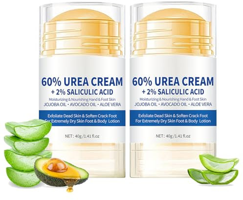 2 Pezzi Crema Piedi Secchi Screpolati, 60% Crema Urea Piedi, crema Talloni Screpolati, Mani e screpolati Rimozione e Ammorbidimento Dei Calli
