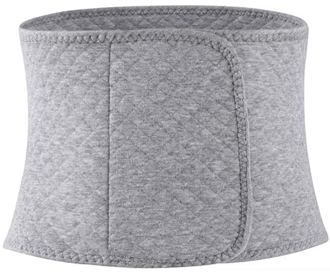 Ccomage Cotton Thermal Lumbar Lower Back Belt Insulated Velvet Knit Lumbar Warmer for Men Women Back Support Brace Stomach Kidney Warmer Waist Abdominal Binder Postpartum Belly Wrap Grey