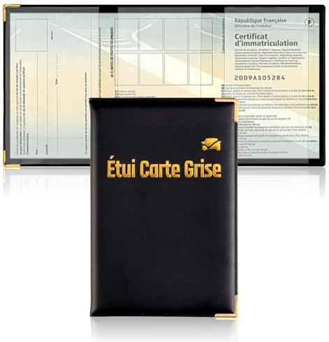 jiawaggag Pochette Carte Grise Forme 3 Volets Étui Carte Grise Carte Grise Porte Document 13,5X 27cm pour Pochette Permis De Conduire La Assurance Carte d'Identité (1)
