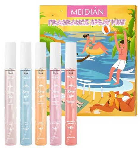 Set di Acqua Profumata per capelli e corpo, mini profumi, Acqua Corpo Profumata donna, fragranza a lunga durata per viaggi e vacanze, regalo per donna 5 x 10ml