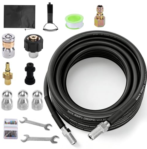 Juego de mangueras para limpieza de tuberías, manguera de alta presión de 400 bar, limpiador de alcantarillado con adaptadores para Kärcher K2-K7, limpiador de tuberías de alta presión para