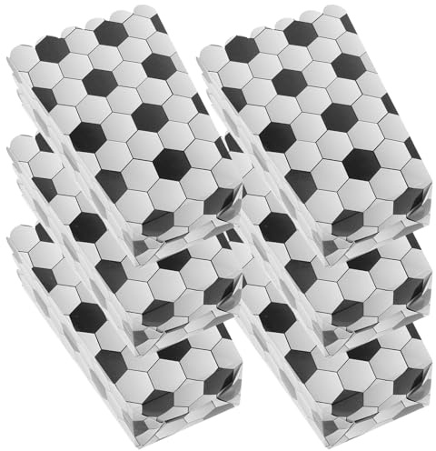 ULTECHNOVO Paquete de 6 Cajas de Papel para Palomitas Motivo de Fútbol, para Fiestas de Cumpleaños Infantiles y Horas de Película, Contenedores para Golosinas y Snacks