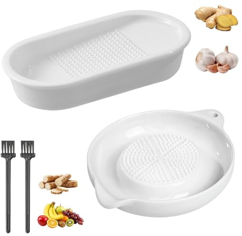 FAINCA 2 Piezas Plato Rallador Ceramica Grande con 2 Cepillos