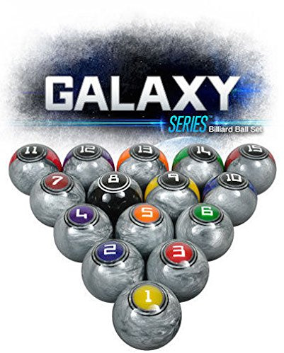 McDermott Galaxy Series Professional Billiards Pool Balls in High Gloss Metallic Silver Texture