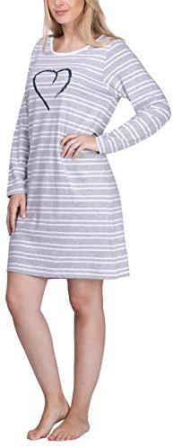 Moonline - Camicia da Notte Donna Corta Maglietta da Notte Veste da Notte 100% Cotone Taglie S - 4XL, Colore:Grigio, Größe Textil:M