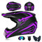 JCLDG Herren Offroad Motocross Helm Schwarz/Rockstar Motorradhelm + Handschuhe + Brille + Schutzbrillen Adult Off Road Fullface MTB Helm Mopedhelm für Kids Damen Sicherheit Schutz,Lila,XL