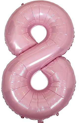DIWULI Palloncino Compleanno Numero 8 XXL Rosa Decorazione