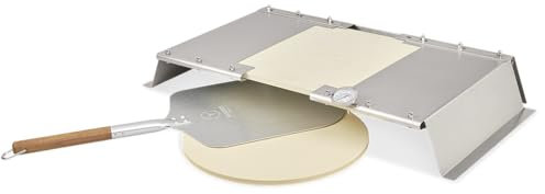 MOESTA-BBQ 19714 PizzaCover Flex Set - Gasgrill Edelstahl Pizzaaufsatz - Set mit Pizzahaube, Pizzaschieber und Pizzastein