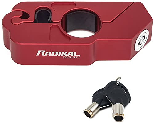 RADIKAL RK538R Antivol Guidon Moto, Bloque Levier Frein, Bloc Serrure Sécurité, Clic de Fermeture, Verrouillage Poignée Embrayage, Grip Lock, Blocage Universel Scooter, Quad, Vélo Électrique