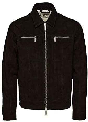 SELECTED HOMME Herr SLHARCHIVE Blouson Suede JKT W NOOS mockajacka, svart, M