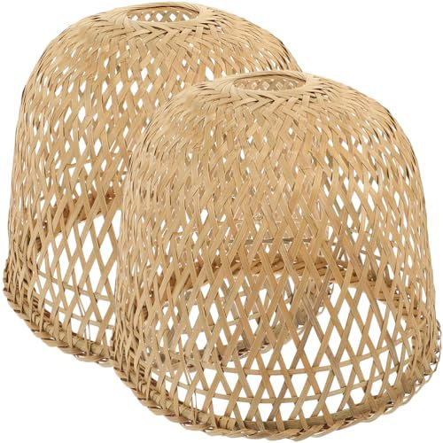 Baluue Rattan Lampenschirm Hängend Boho Hängelampe für E27 Boho Lampe Pendelleuchte Rattan Bambus Hängeleuchte Esstischlampe für Schlafzimmer Flur Küche Esstisch