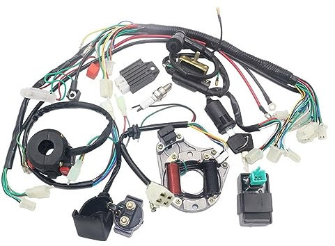 Uposao Kit Complet De Faisceau De Câblage Électrique Bobine CDI Faisceau De Câbles De Régulateur pour 4 Temps ATV KLX 50 cc-125 CC Quad Buggy Go Kart Pit Dirt Bikes