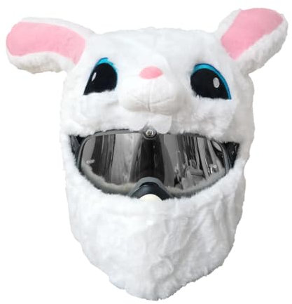 Motorradhelm Überzug Plüsch, Motorradhelm Cover Männer Frauen, Cartoon Plush Motorcycle Helmet Cover, Interessanter, Weiß