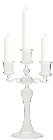 Candelabro in Vetro a 3 Bracci, portacandele in Vetro Trasparente con 3, Decorazione per Feste a Tema, centrotavola, Sala da Pranzo, centrotavola per candelabri