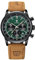 rorios Multifunktional Herrenuhren Analog Quarz Armbanduhr Freizeit Chronograph Uhr Klassische Edelstahl Uhr für Herren Männer mit Leder Armband Grün
