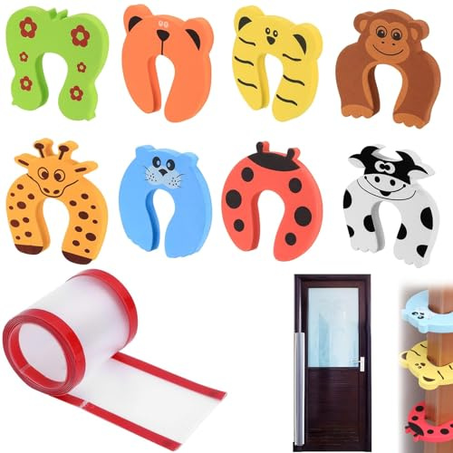VireEyU 9er Set Tür-Klemmschutz aus EVA Schaum, Transparenter Anti-Klemm-Schutz, Türstopper für Kinder & Haustiere, Verdickte Fingerklemmschutz, Sicherheitsvorrichtung für Türen und Fenster