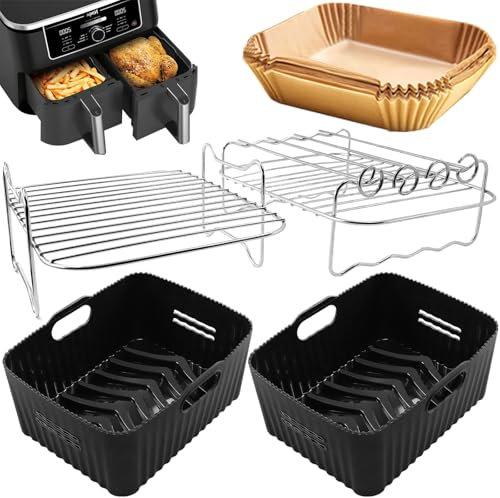 Moleath 23CM Heißluftfritteuse Zubehör für Ninja Foodi Max AF400EU AF500EU, Airfryer Zubehör für COSORI 8,5L/10L Und anderen Dual Zone Air Fryer