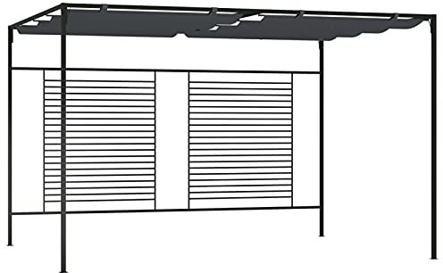 Paviljong med utdragbart tak, CIADAZ hopfällbar paviljong, pergola, festtält, golvmarkis soltält, trädgårdspaviljong, grillpaviljong, 4 x 3 x 2,3 m antracit 180 g/m²