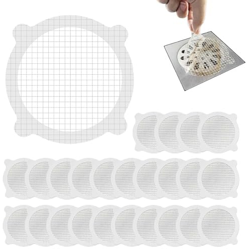 EnixwH 30 stycken avloppssil hårsil dusch, 10 x 10 cm engångs avloppssil dusch, avlopp hårfångare för limning, engångssil klistermärken, duschkar filter, för handfat badkar och kök | Avlopp hårfångare för limning, engångssil klistermärke, duschbricka filter, för handfat badkar och kök