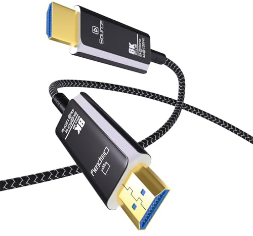HDMI 8K Fiberoptisk Kabel 3m från MMOBIEL - 48Gbps Ultrahög Hastighet - 8K@60Hz, 4K@120Hz, Dynamisk HDR, ARC/eARC, HDMI 2.1, HDCP 2.2/2.3 – AOC Kabel för PS5/Pro, Xbox, TV, Projektor etc. (3m)