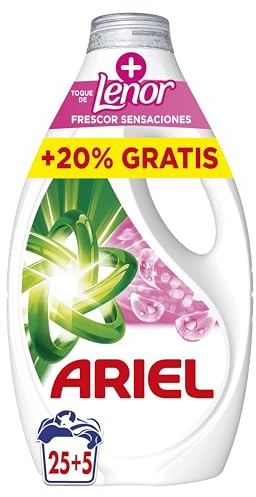 Ariel Platinum+ Detergente Líquido para Lavadora, 30 Lavados, Frescor Sensaciones con Toque de Lenor, Limpieza Mejorada en Ciclos más Fríos con la Exclusiva Tecnología de Limpieza en Frío