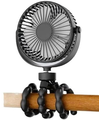Ventilador para Cochecito, Ventilador Carrito Bebe con Batería, Ventiladors de Escritorio para Bebé, Ventiladors Silla de Paseo Recargable USB 360°Rotación 3 Velocidade para Cochecito, Cuna, Oficina