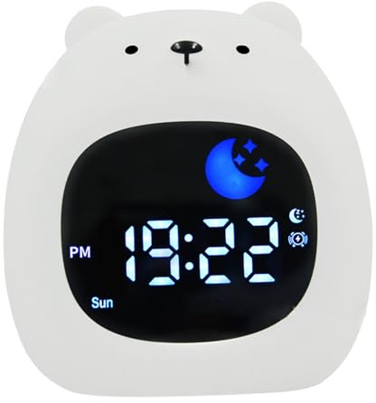 HoveeLuty Réveil d'apprentissage du Sommeil pour Enfants, réveil de Chevet Mignon avec veilleuse, horloges numériques Rechargeables pour Filles et garçons, Bruyant en Forme d'ours, pour enfan