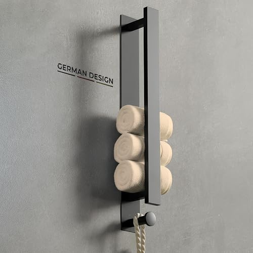 husman Toallero sin taladrar | Acero inoxidable mate negro para invitados | Toallero para pegar para baño y cocina | Soporte para toallas | Soporte para paños de cocina | Muebles de baño Decoración de