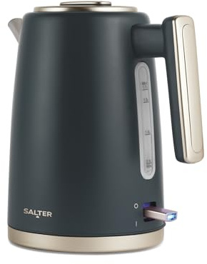 Salter Marino Bollitore Elettrico 1,7L – Ebollizione Rapida 3KW, Filtro Anticalcare Rimovibile, Base Girevole a 360°, Coperchio Estraibile, Sensore di Ebollizione a Secco, Spegnimento Automatico