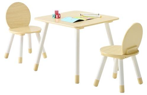 VEVOR Mesa Infantil con 2 Sillas, Bordes Redondeados y Tablero con Diseño de Grafiti, para Leer, Aprender, Dibujar y Escribir, Ideal para Guarderías, Manualidades y Juegos, para Niños 2 a 8 Años