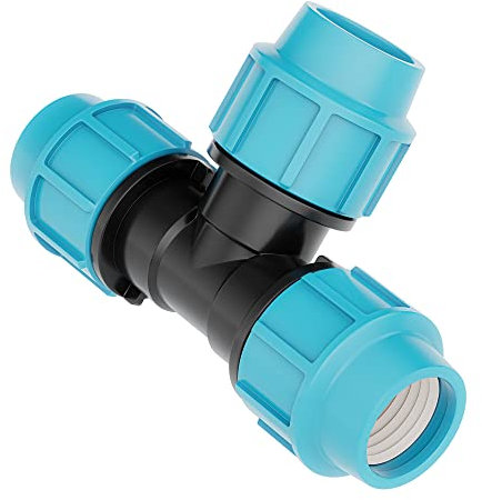 HYDROBIL Water Pipe Plumbing Fittings, 20mm x 20mm x 20mm Female Tee, MDPE Plastic Pipe Connector, 16 Bar, Max. Temp. 45°C, MDPE Fittings, Outside Tap Connector, Garden Hose Connector for Hose Pipe