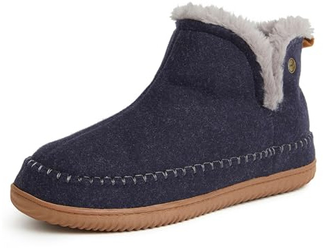 Dearfoams Men's Alpine Brixen Boot Slipper, Navy Heather, M
