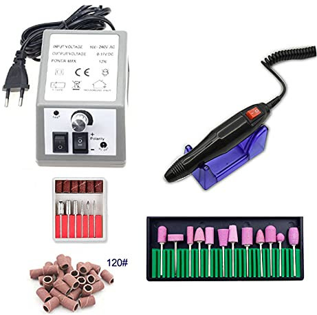Samnuerly Lima de uñas eléctrica Taladro de uñas eléctrico para manicura y pedicura Taladro 12W 20000RPM Fresadora Juego de Equipos de uñas Lima de uñas eléctrica (Color : Set 3)