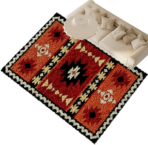 75x110cm Knüpfteppich Zum Selber Knüpfen Knüpfen Set Erwachsene Knüpfteppich, Latch Hook Kit Matte, DIY Handarbeit Selbst Knüpfen Set, zum Selber Knüpfen Tapisserie, Knüpfteppich Knüpfpackung