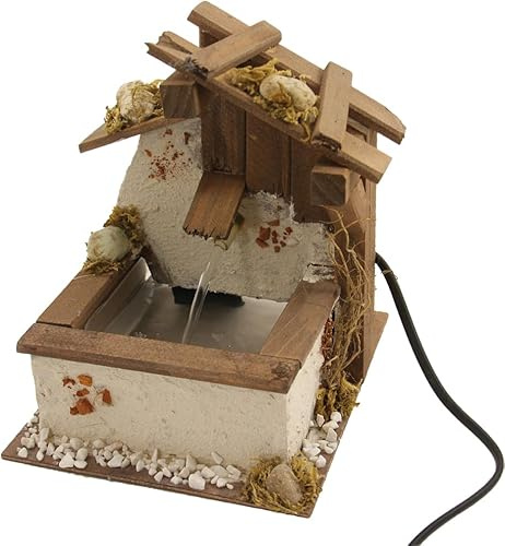 2 x FADEDA fontän, med pump/höjd: 19 cm/handmålad/detaljerade krubbfigurer – julbord, dekoration, krubbtillbehör