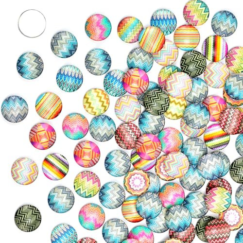 NAROSEBE 100pcs Muggelsteine Bunt 20 mm,Bunte Steine Deko,Gemischte Farbe Glassteine,Glasnuggets Mosaik,Muggelsteine Bunt Flatback Glassteine Deko für Anhänger Schmuckherstellung (100PCS/20MM)