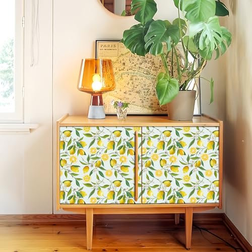 Funlife Obst Tapete PVC Wanddeko Folie Selbstklebend Möbelfolie 40 cm x 100 cm Zitrone Möbelsticker Deko für Kinderzimmer Küche Wohnzimmer Schlafzimmer