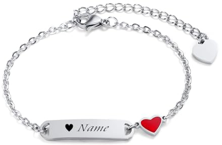Baby barn armband med gravyr rostfritt stål personliga armband dotter | graverbar barnarmband | doparmband pojke flicka | ont öga kors charm namn babyarmband dop gåvor, 15 centimeters, Rostfritt stål